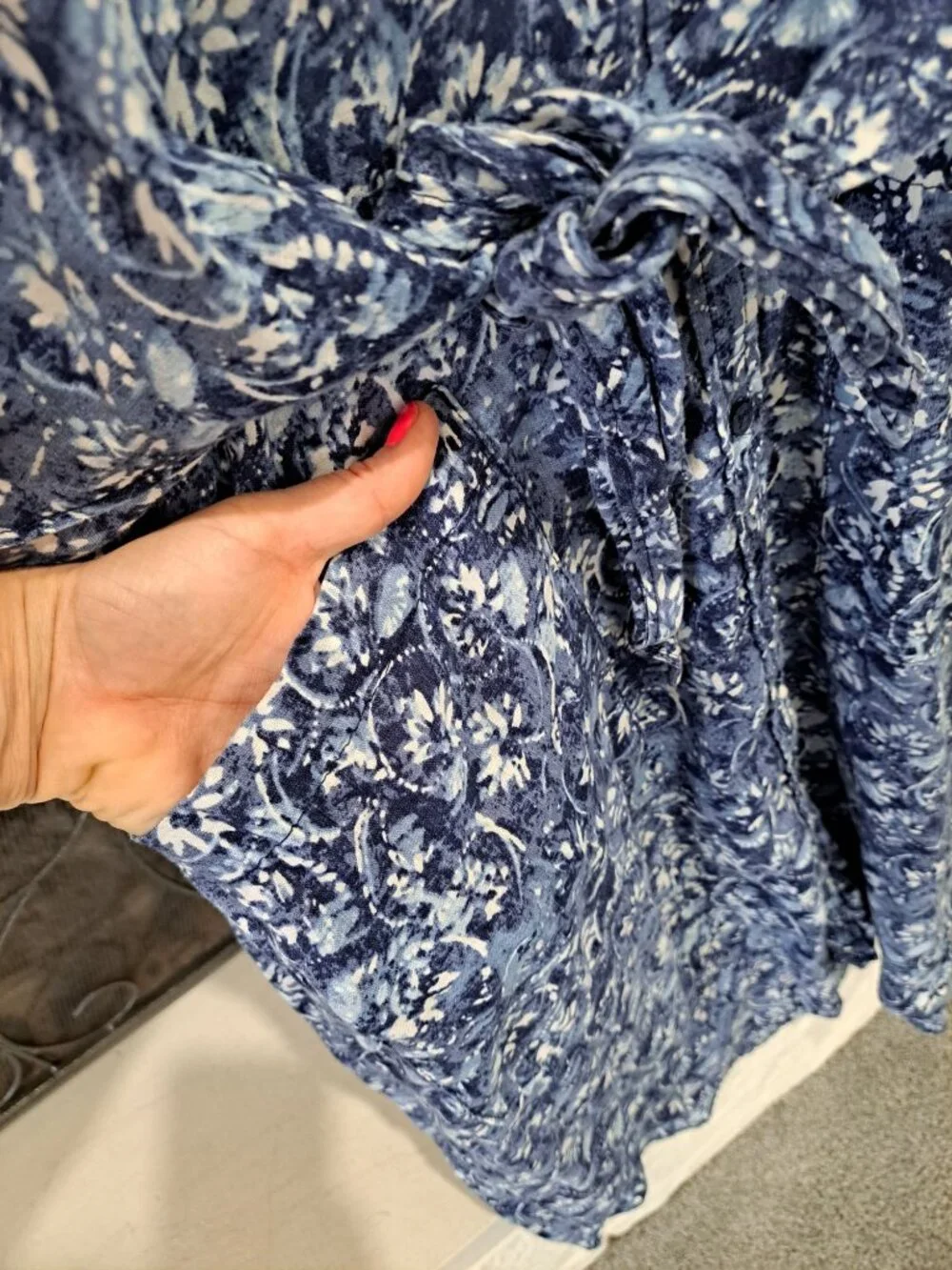 Lauren Ralph Lauren Linen Floral Shirtdress Tie Waist Blue Plus Size 14 Women's - Picture 4 of 12